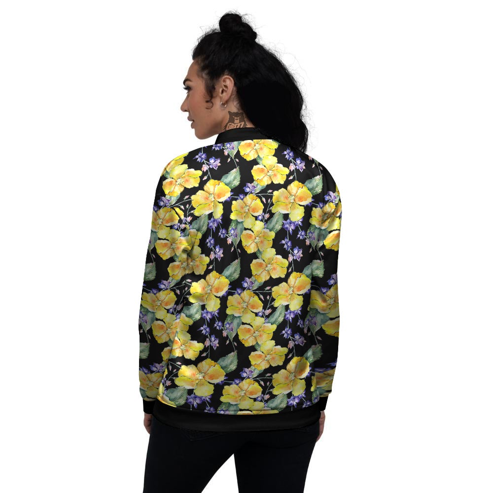 Cattleya Watercolor Print Pattern Women's Bomber Jacket-grizzshop
