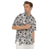 Cattleya White And Black Print Pattern Men's Short Sleeve Shirts-grizzshop