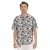 Cattleya White And Black Print Pattern Men's Short Sleeve Shirts-grizzshop