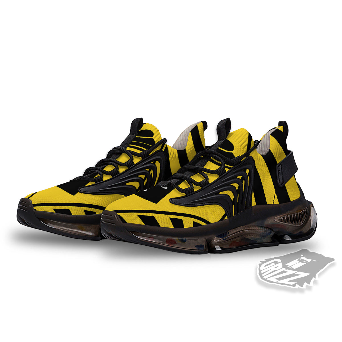 Caution Alien Abduction Warning Sign Print Black Gym Shoes-grizzshop