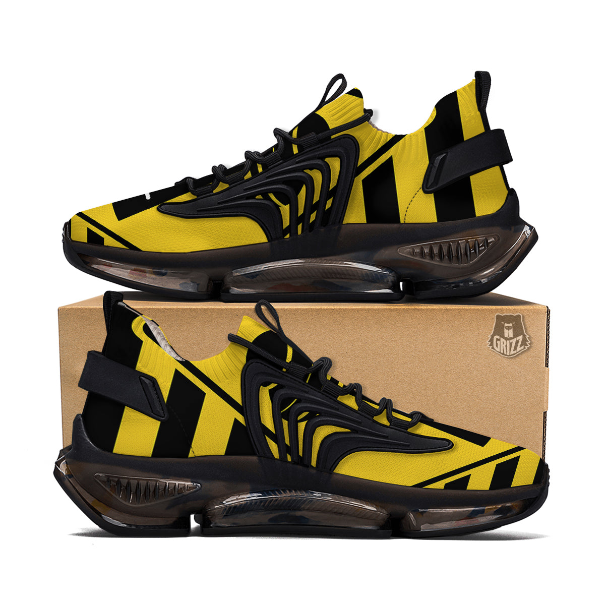 Caution Alien Abduction Warning Sign Print Black Gym Shoes-grizzshop