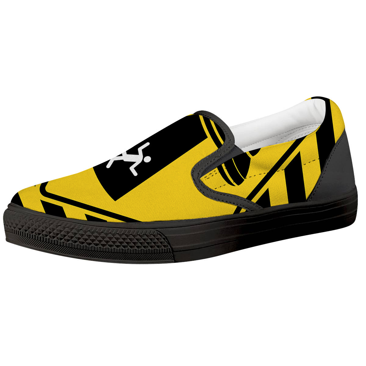 Caution Alien Abduction Warning Sign Print Black Slip On Shoes-grizzshop