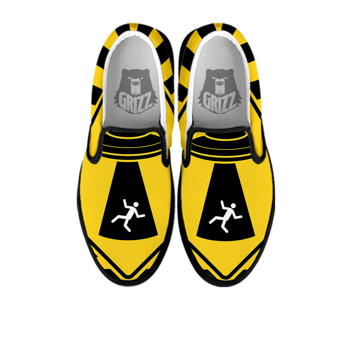 Caution Alien Abduction Warning Sign Print Black Slip On Shoes-grizzshop