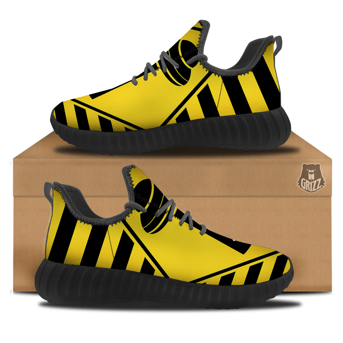 Caution Alien Abduction Warning Sign Print Black Walking Shoes-grizzshop