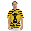 Caution Alien Abduction Warning Sign Print Men's Short Sleeve Shirts-grizzshop