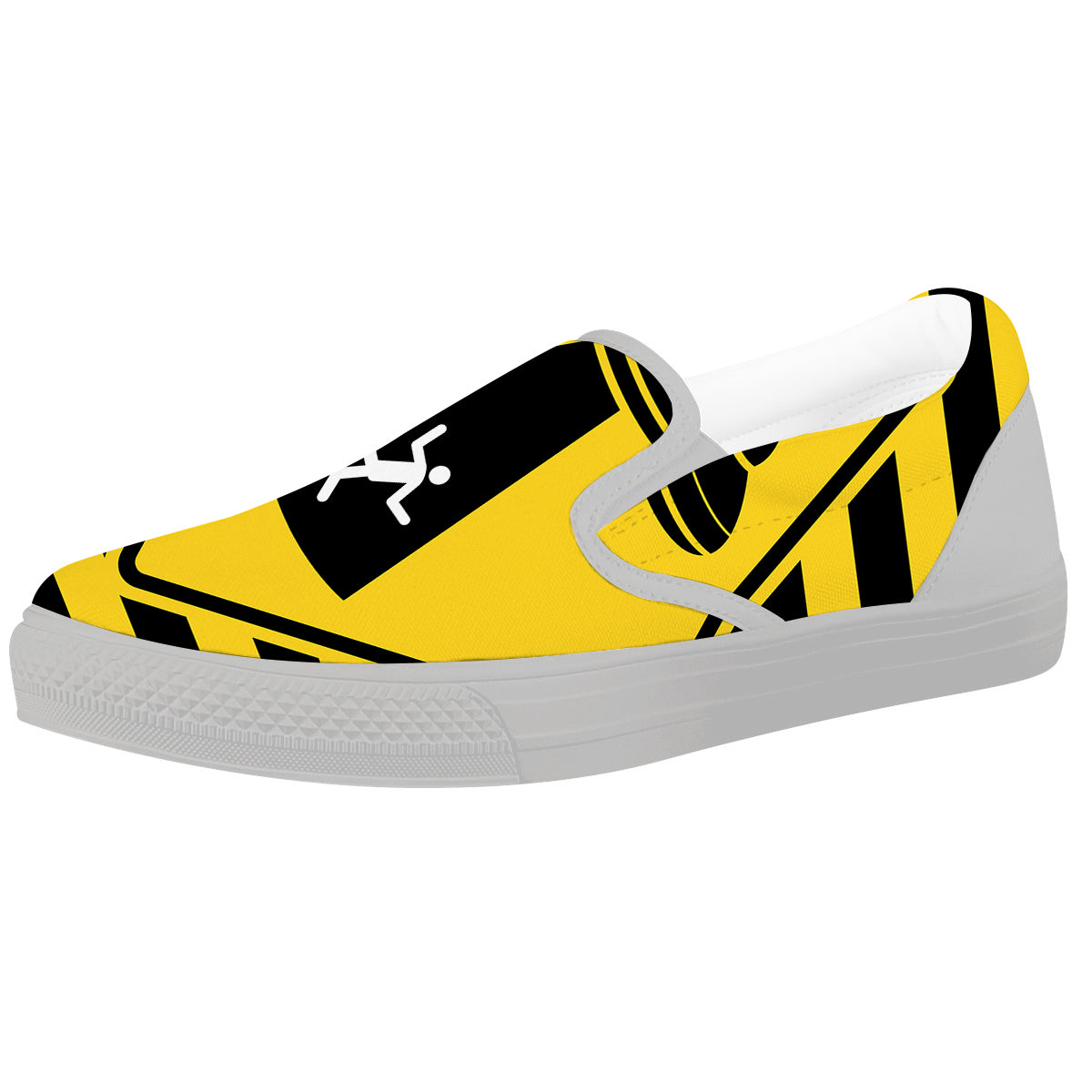 Caution Alien Abduction Warning Sign Print White Slip On Shoes-grizzshop