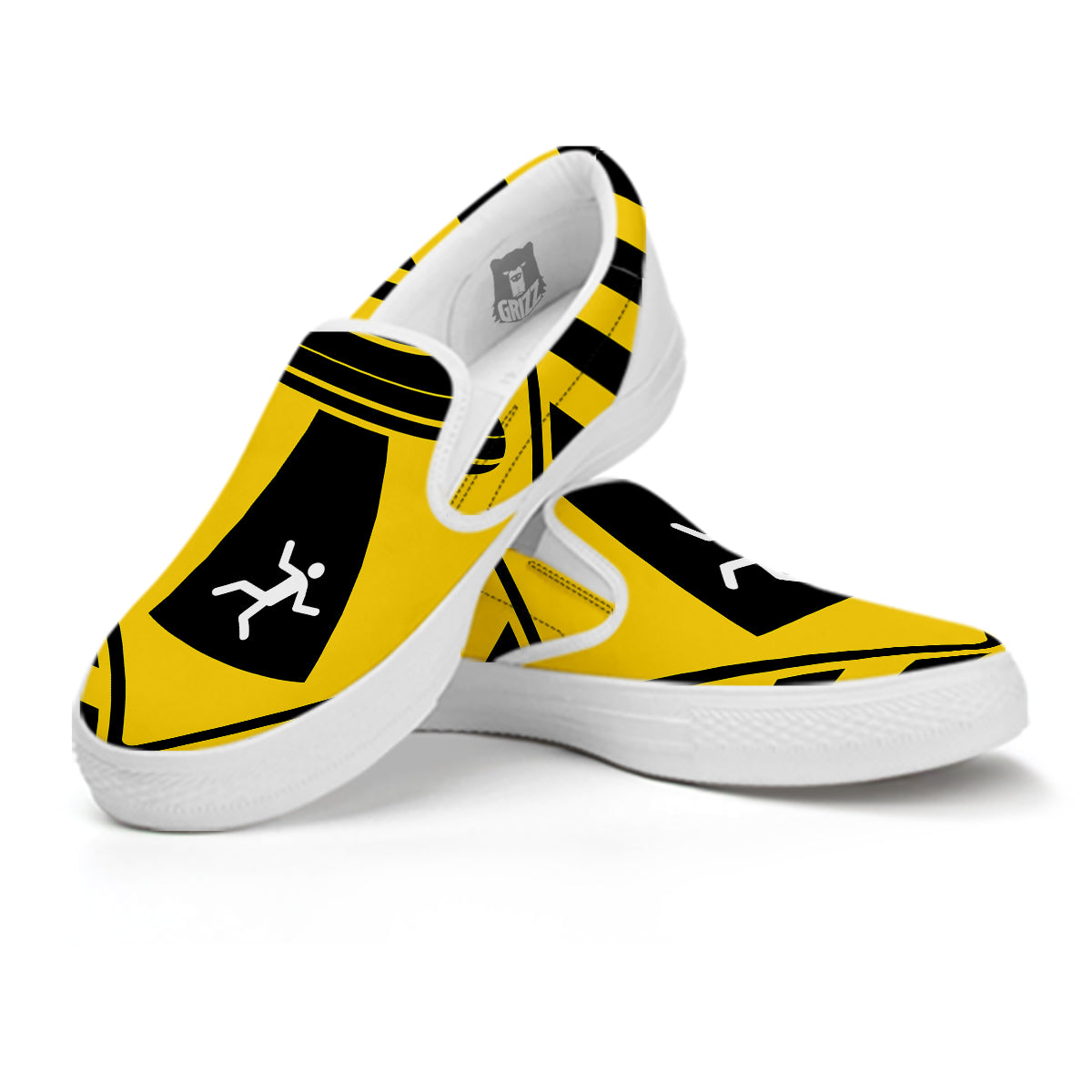 Caution Alien Abduction Warning Sign Print White Slip On Shoes-grizzshop