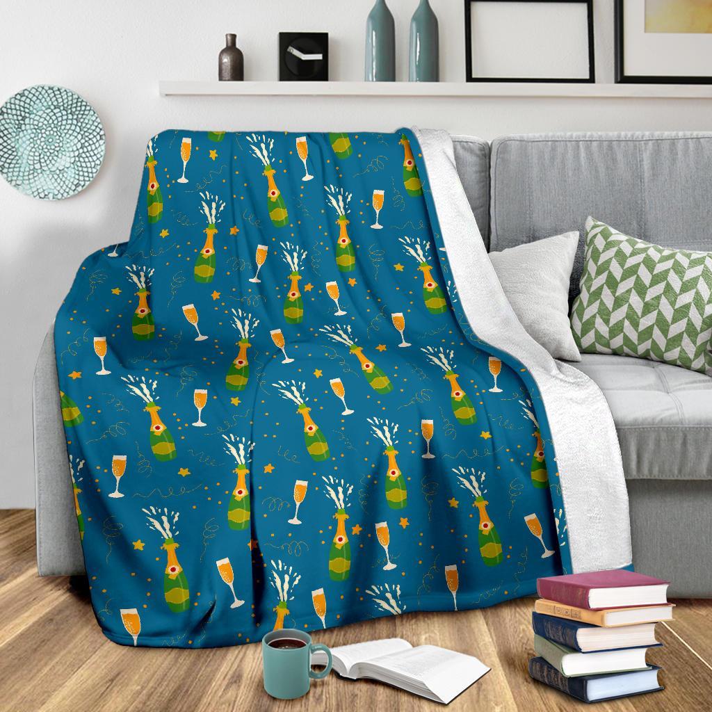 Celebrate Champagne Print Pattern Blanket-grizzshop