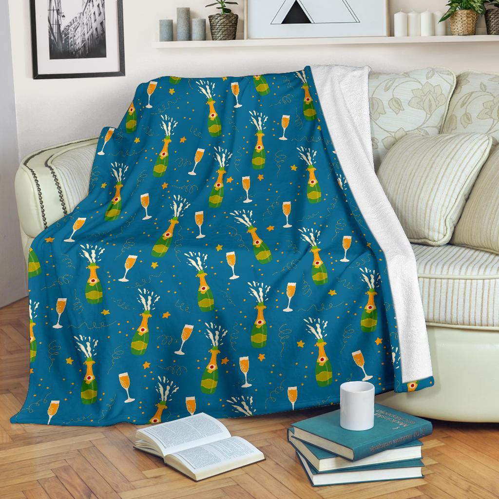 Celebrate Champagne Print Pattern Blanket-grizzshop