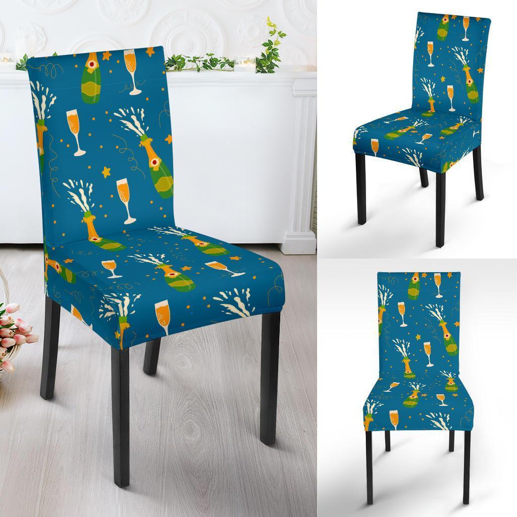 Celebrate Champagne Print Pattern Chair Cover-grizzshop