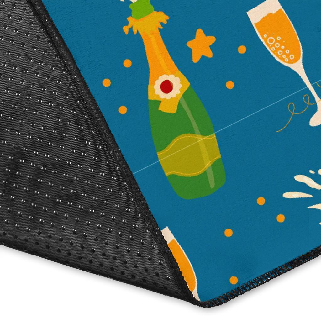 Celebrate Champagne Print Pattern Floor Mat-grizzshop