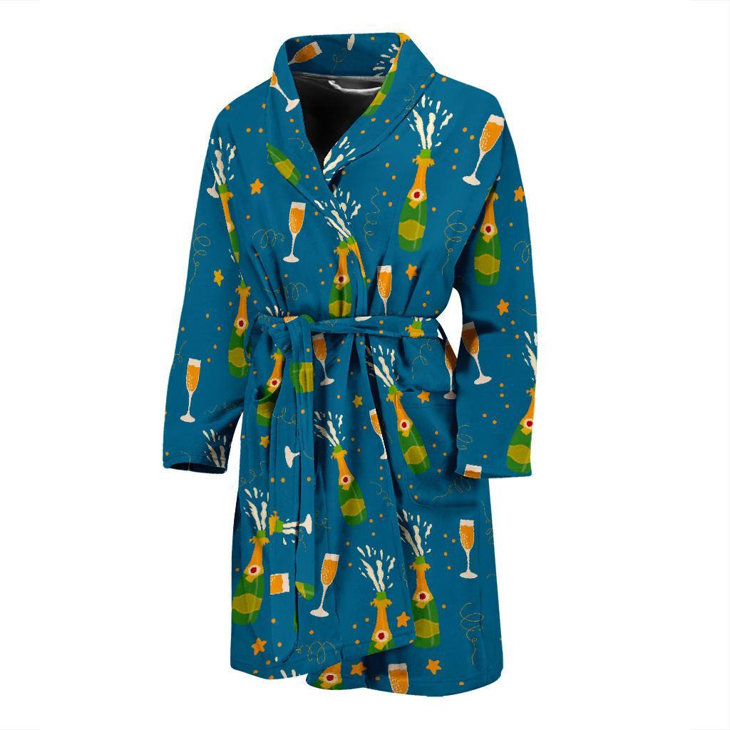 Celebrate Champagne Print Pattern Men Long Robe-grizzshop