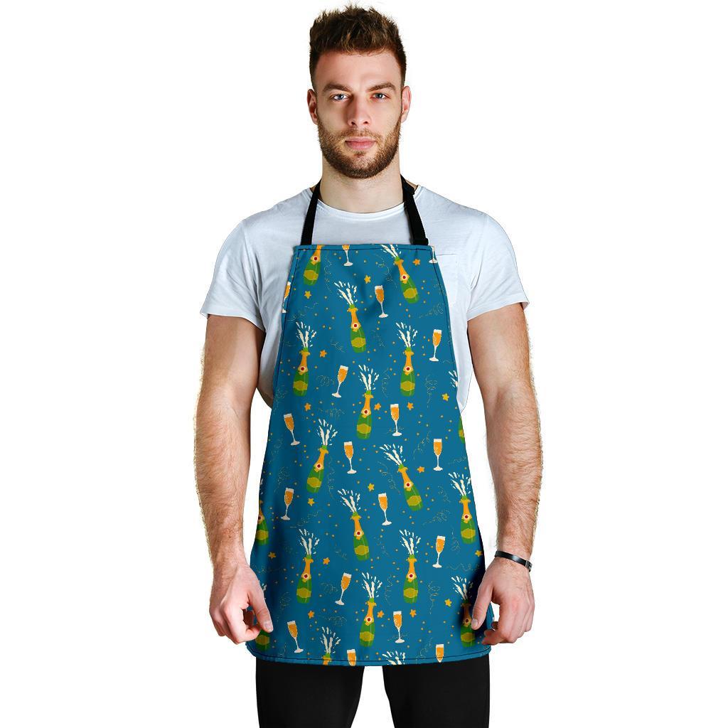 Celebrate Champagne Print Pattern Men's Apron-grizzshop