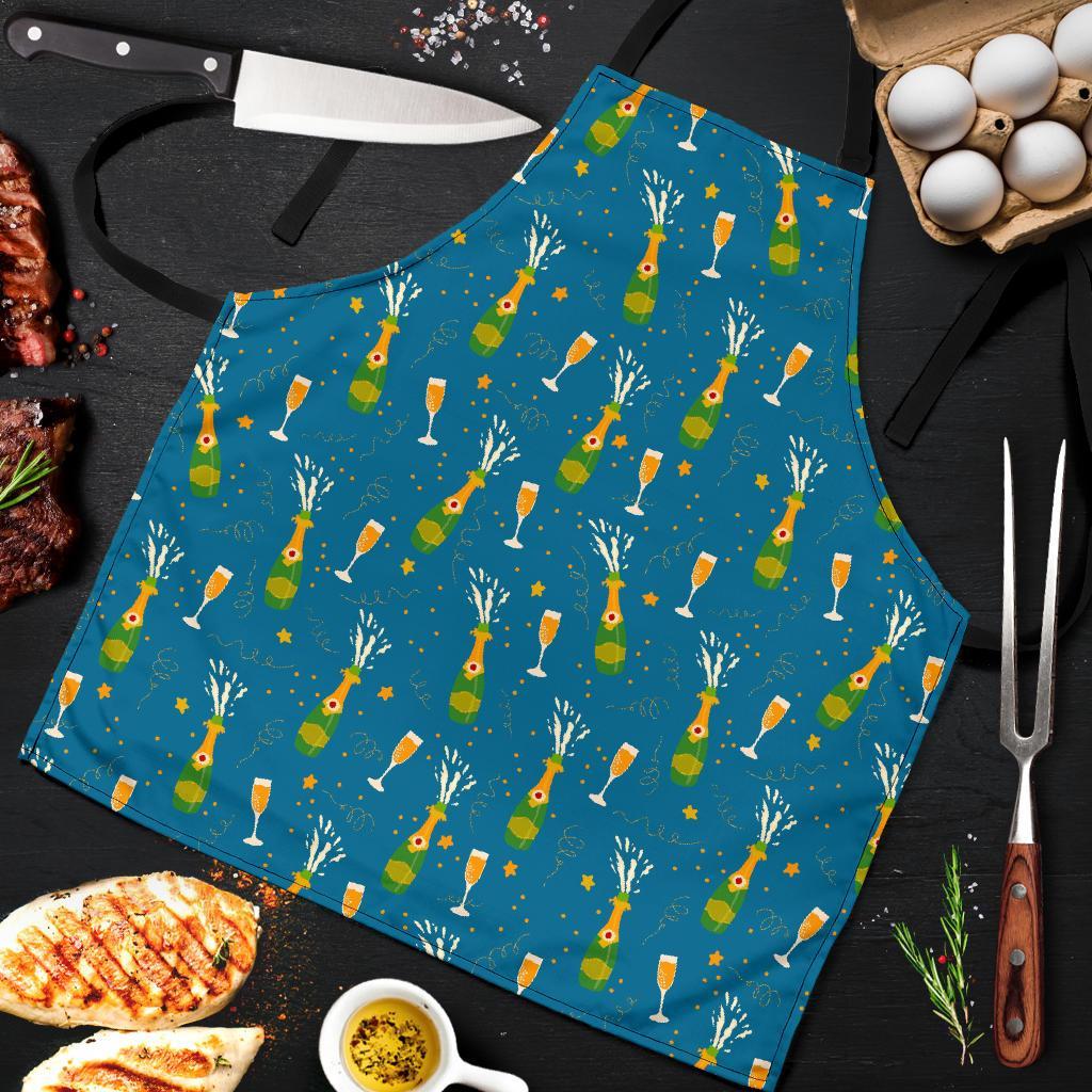 Celebrate Champagne Print Pattern Men's Apron-grizzshop