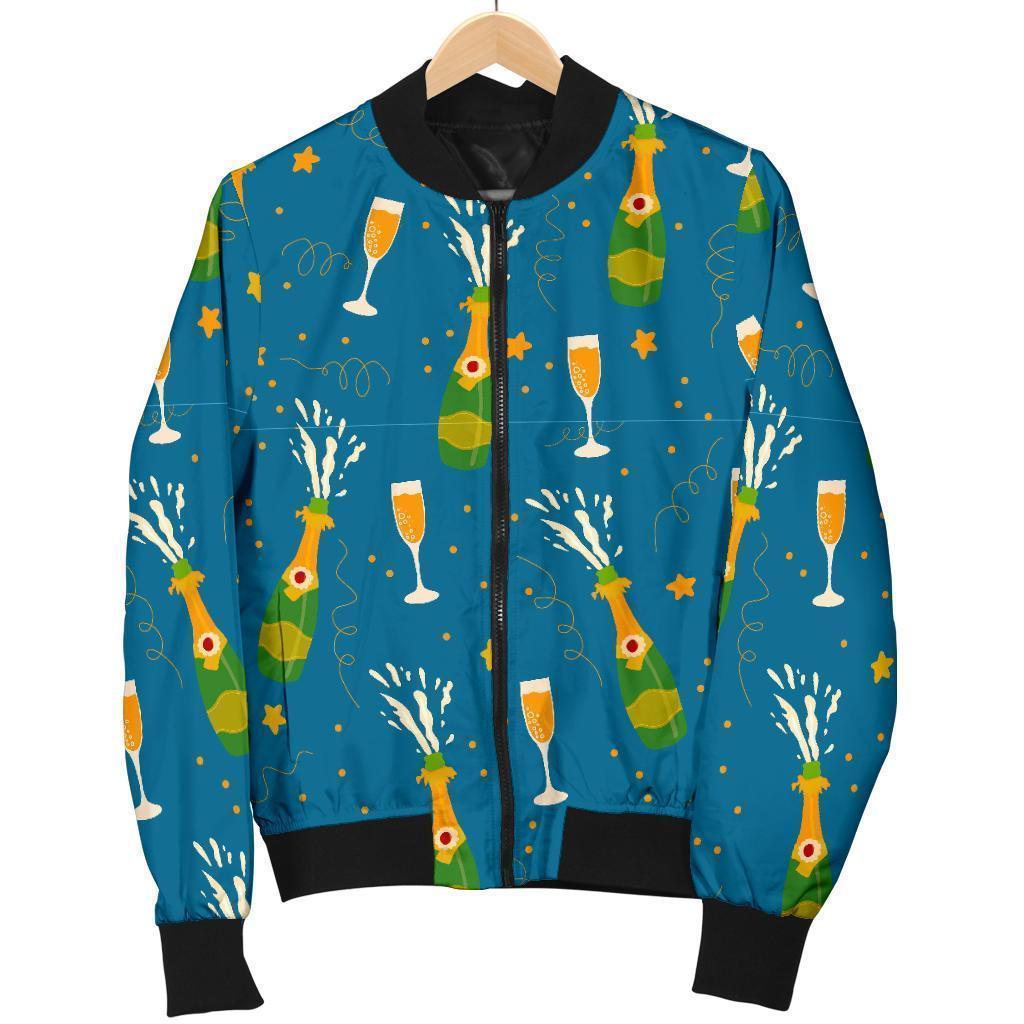 Celebrate Champagne Print Pattern Men's Bomber Jacket-grizzshop