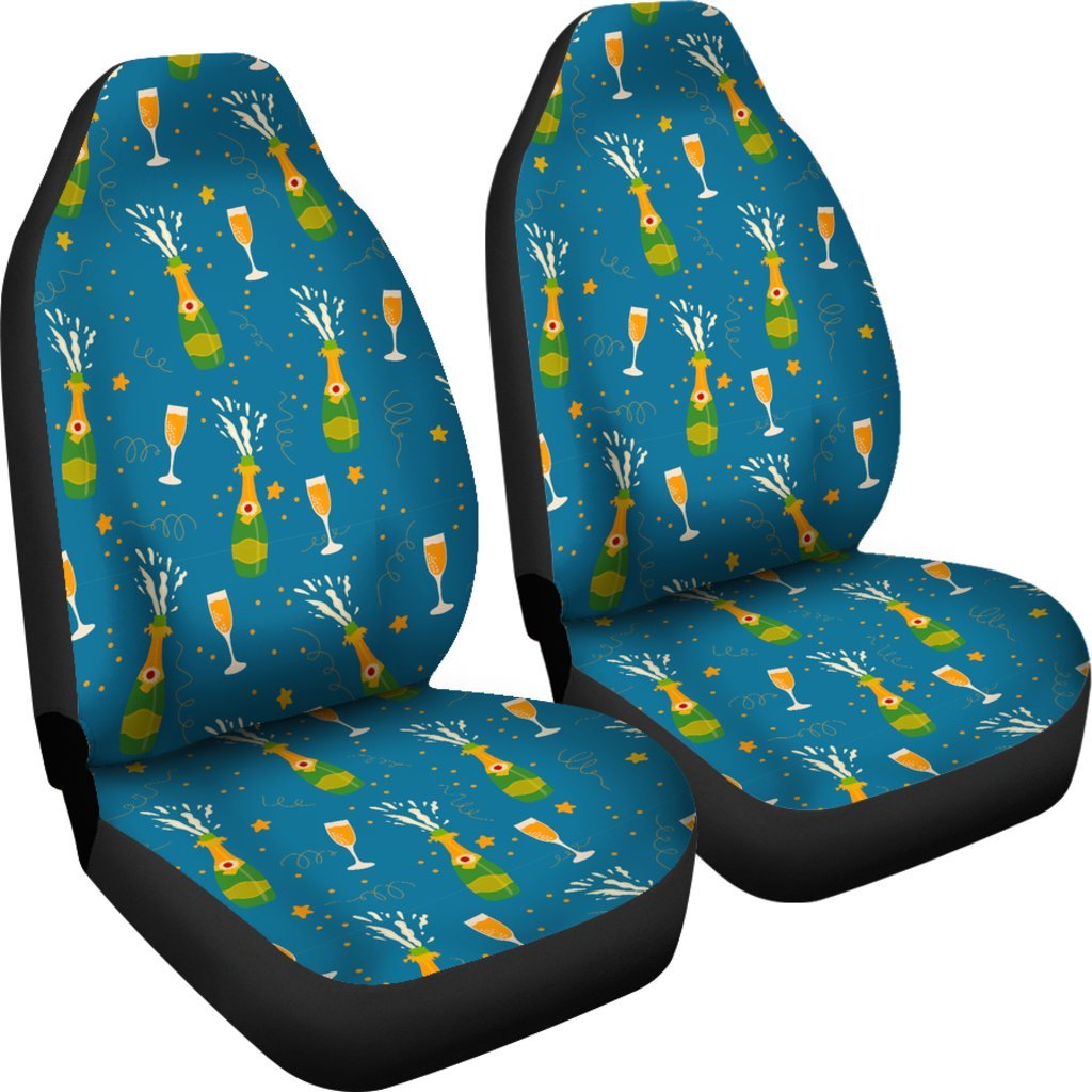 Celebrate Champagne Print Pattern Universal Fit Car Seat Covers-grizzshop