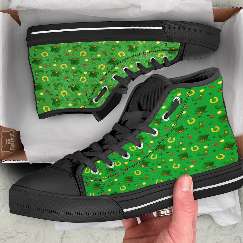 Celebration Saint Patrick's Day Print Pattern Black High Top Shoes-grizzshop