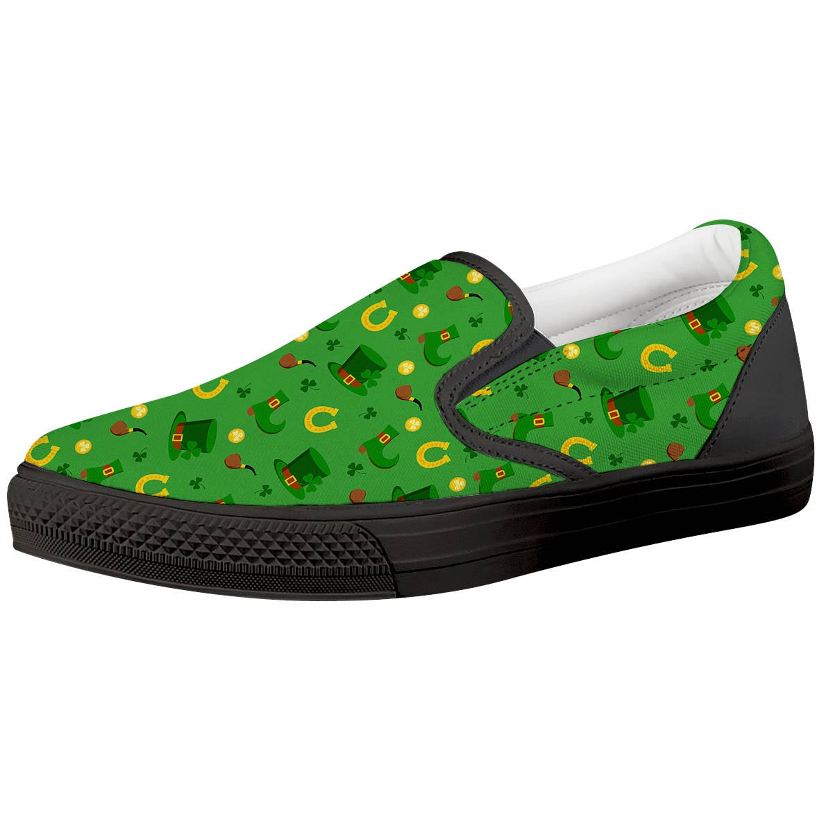 Celebration Saint Patrick's Day Print Pattern Black Slip On Shoes-grizzshop