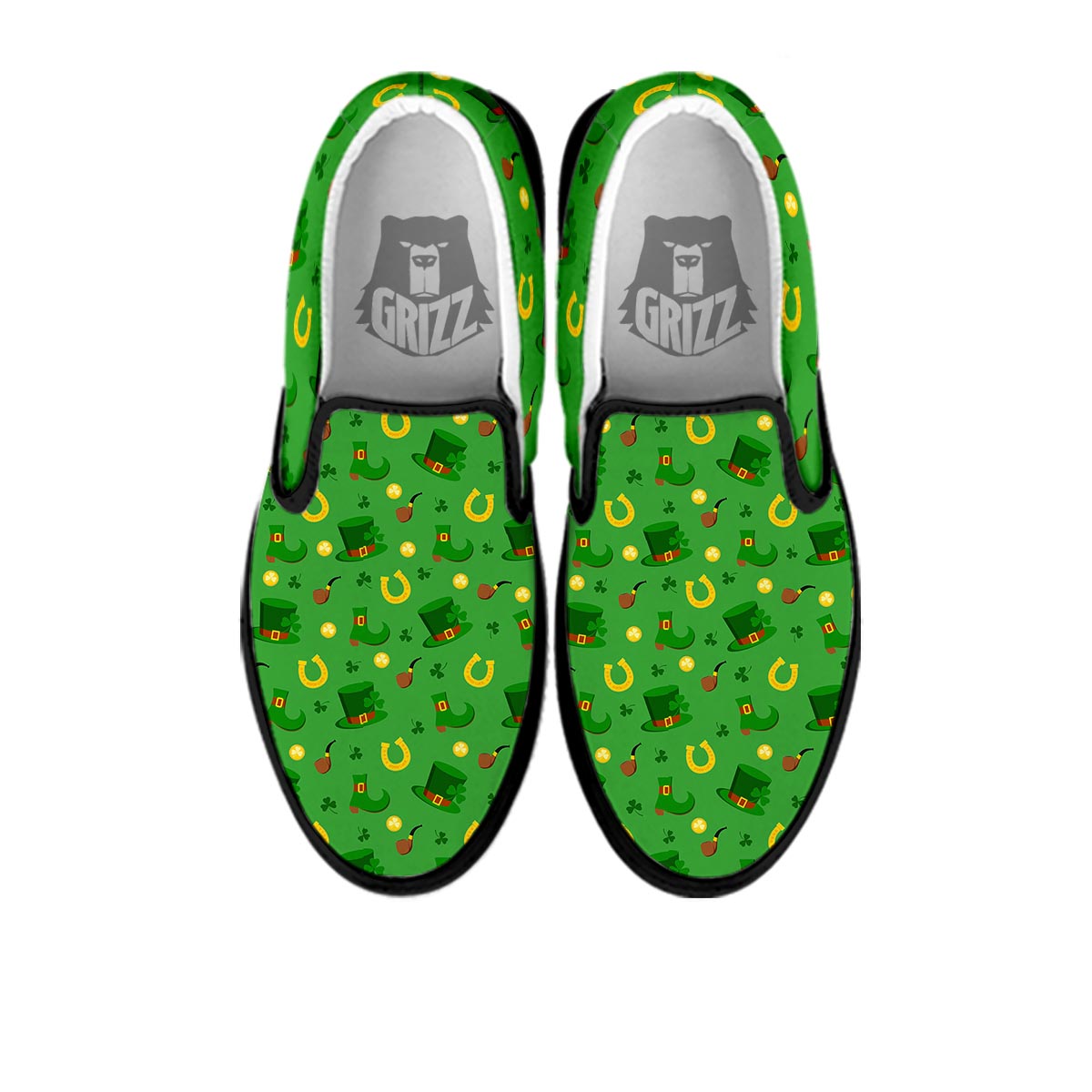 Celebration Saint Patrick's Day Print Pattern Black Slip On Shoes-grizzshop