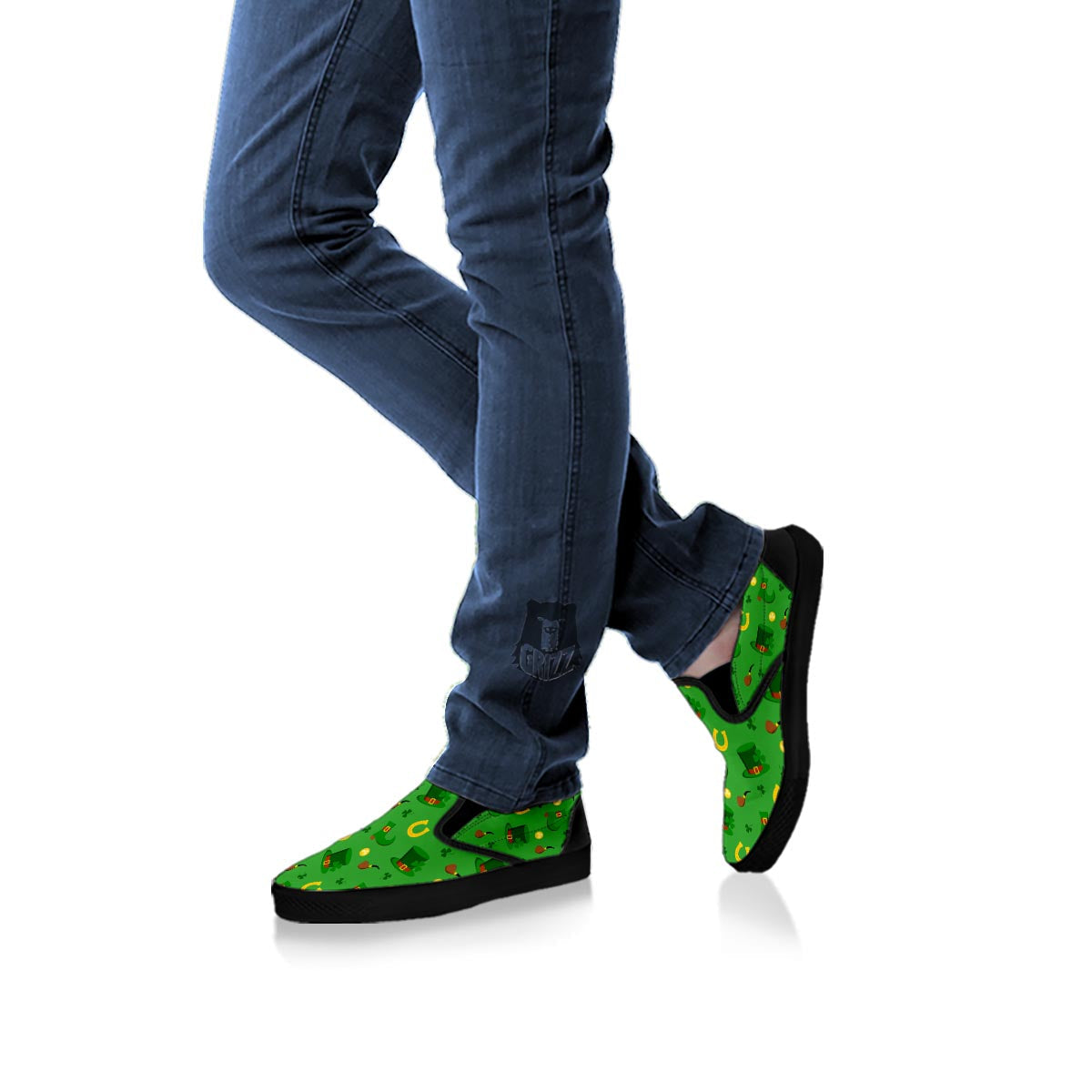 Celebration Saint Patrick's Day Print Pattern Black Slip On Shoes-grizzshop