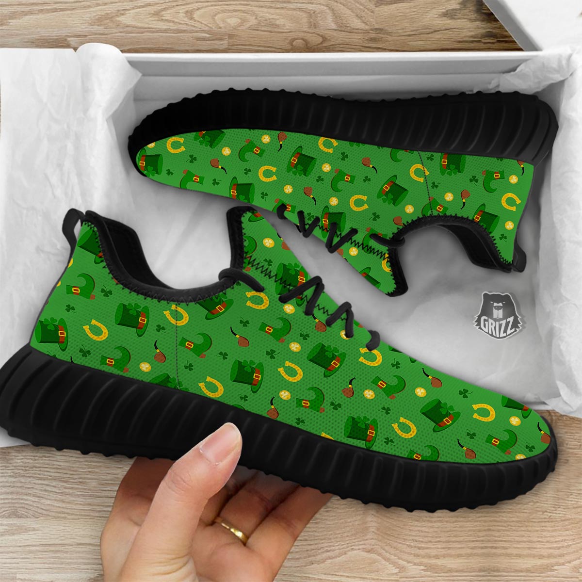 Celebration Saint Patrick's Day Print Pattern Black Walking Shoes-grizzshop