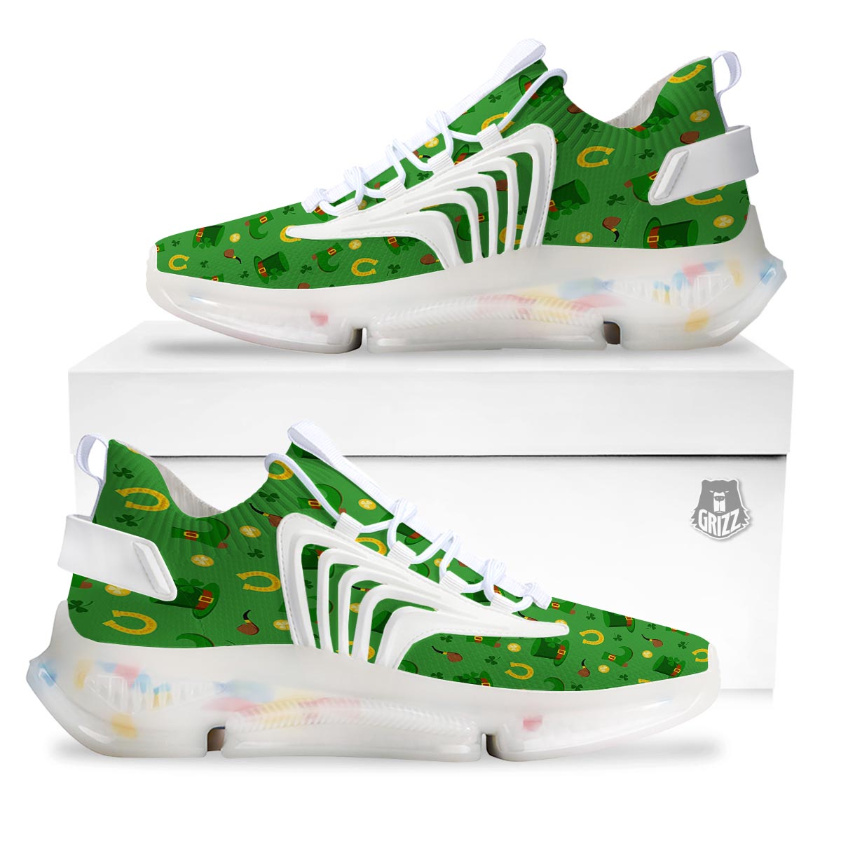 Celebration Saint Patrick's Day Print Pattern White Gym Shoes-grizzshop