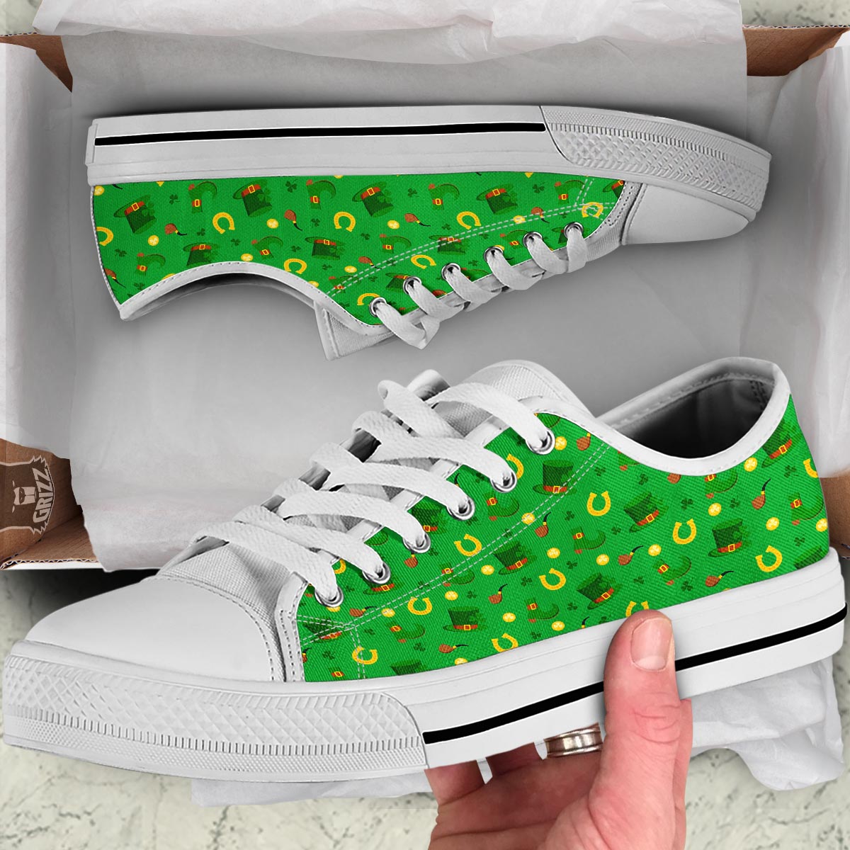 Celebration Saint Patrick's Day Print Pattern White Low Top Shoes-grizzshop