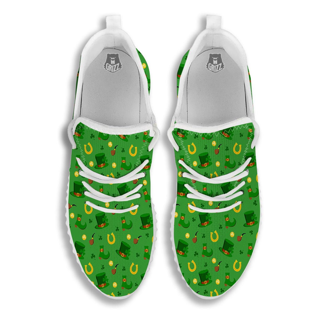 Celebration Saint Patrick's Day Print Pattern White Walking Shoes-grizzshop