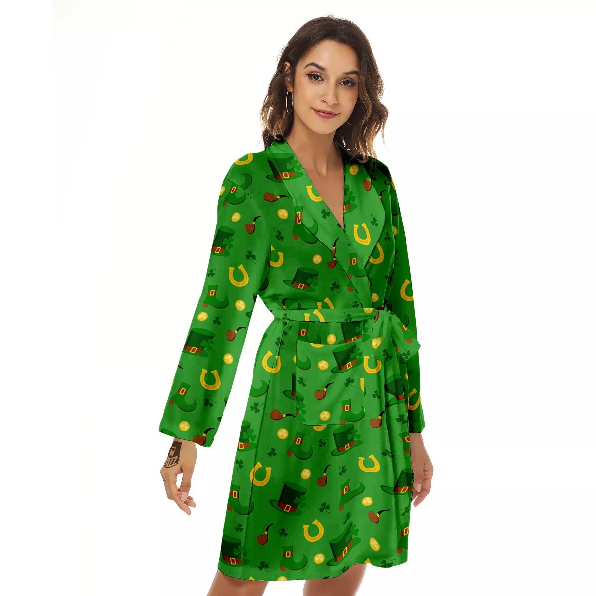 Celebration Saint Patrick's Day Print Pattern Women's Robe-grizzshop