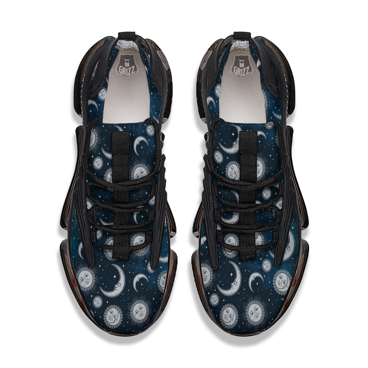 Celestial Blue And White Print Pattern Black Gym Shoes-grizzshop