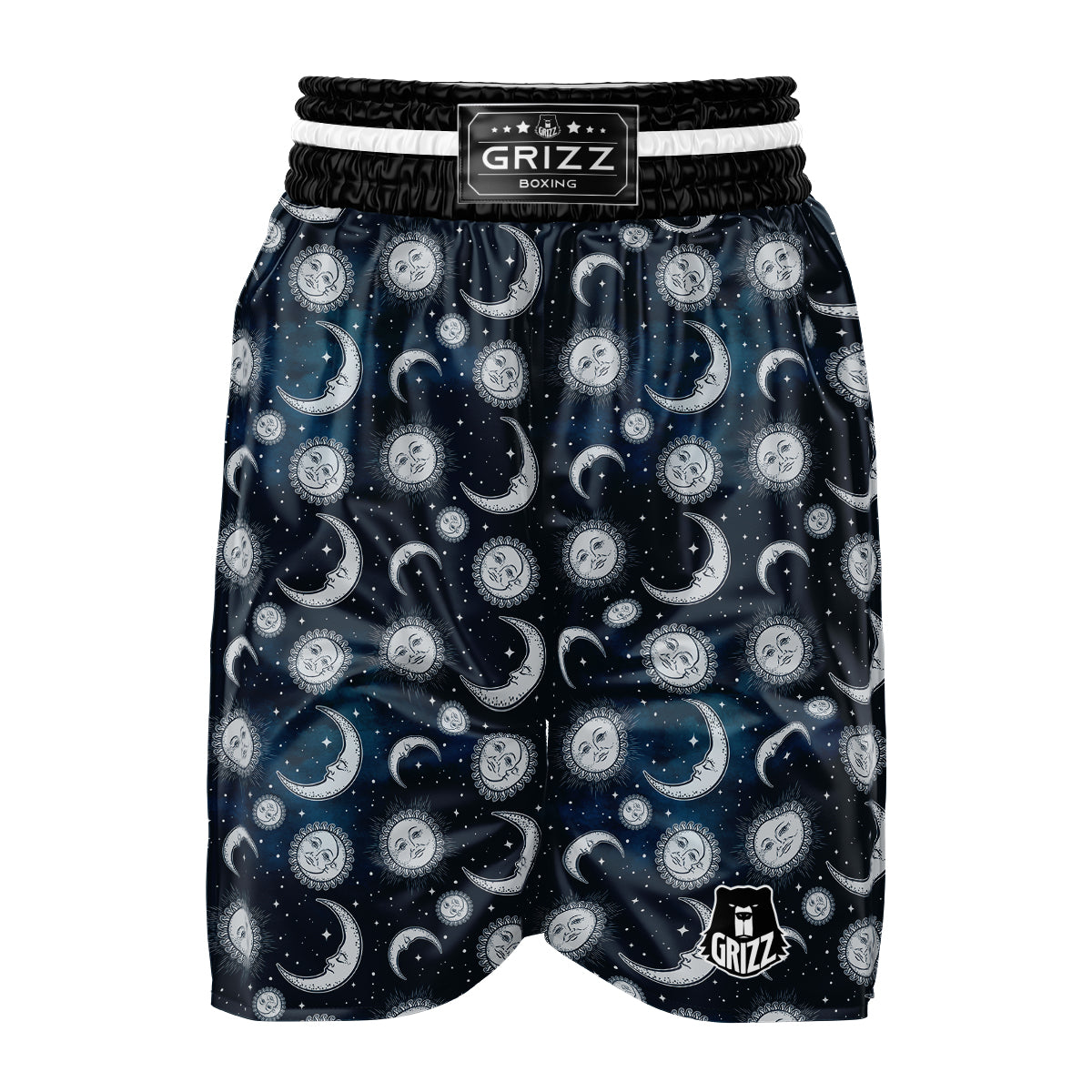Celestial Blue And White Print Pattern Boxing Shorts-grizzshop