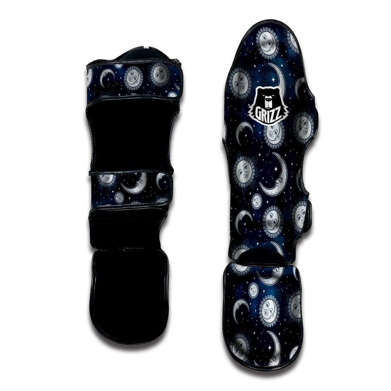 Celestial Blue And White Print Pattern Muay Thai Shin Guards-grizzshop