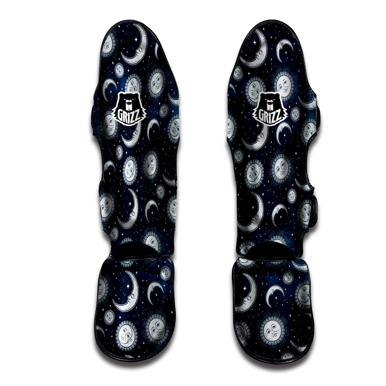 Celestial Blue And White Print Pattern Muay Thai Shin Guards-grizzshop