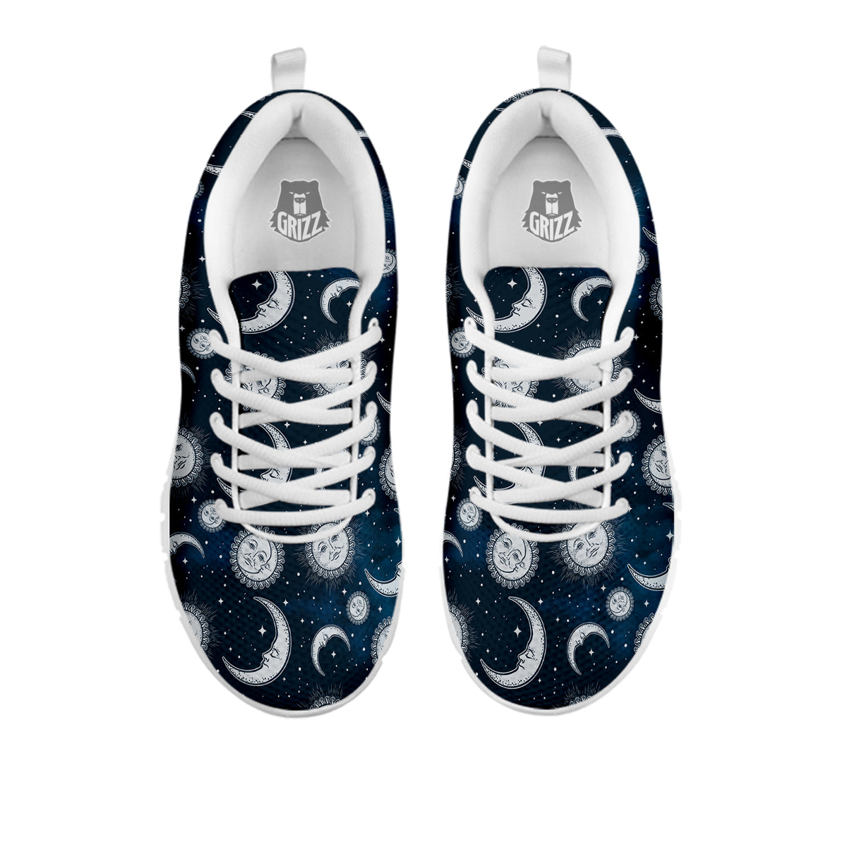 Celestial Blue And White Print Pattern White Sneaker-grizzshop