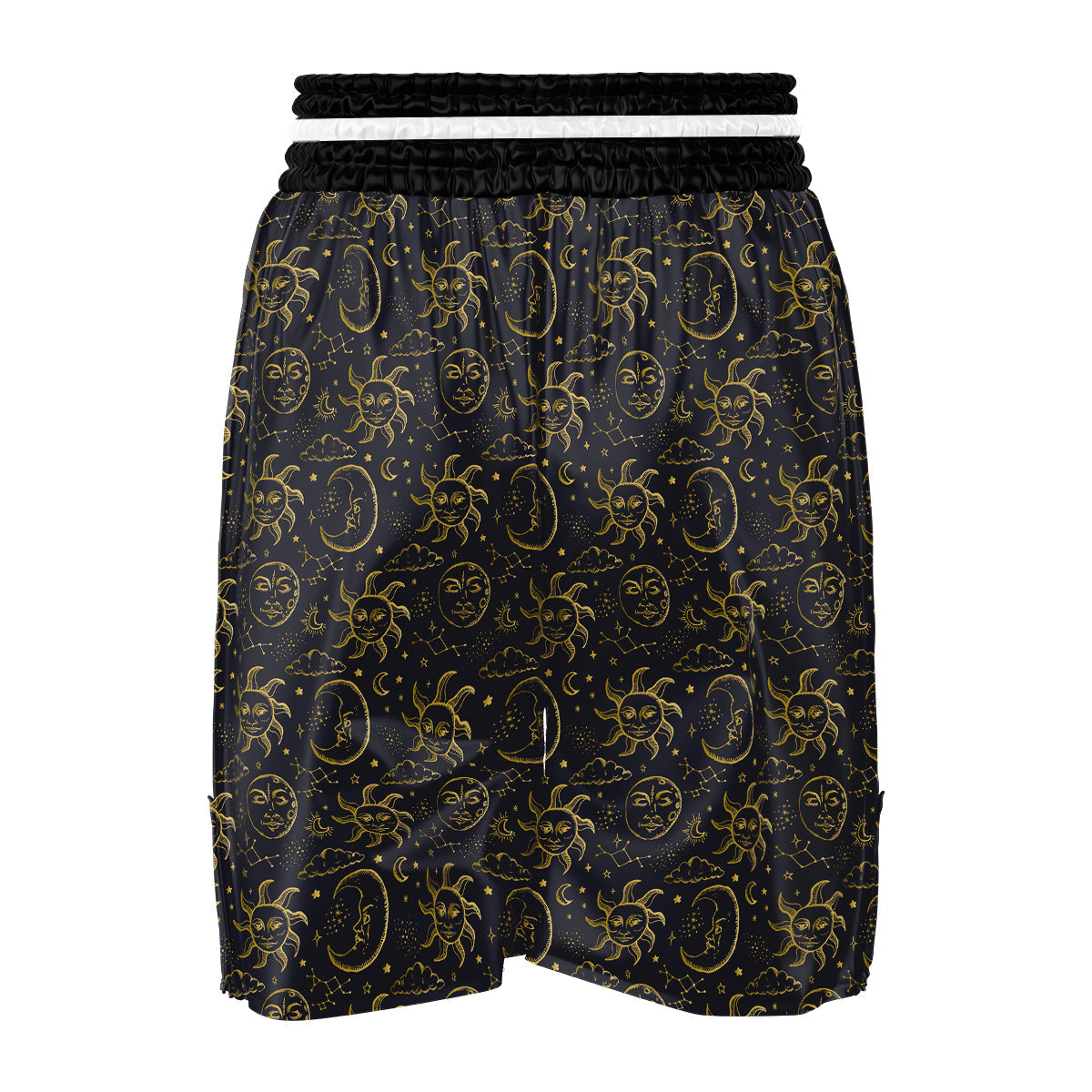 Celestial Gold And Black Print Pattern Boxing Shorts-grizzshop