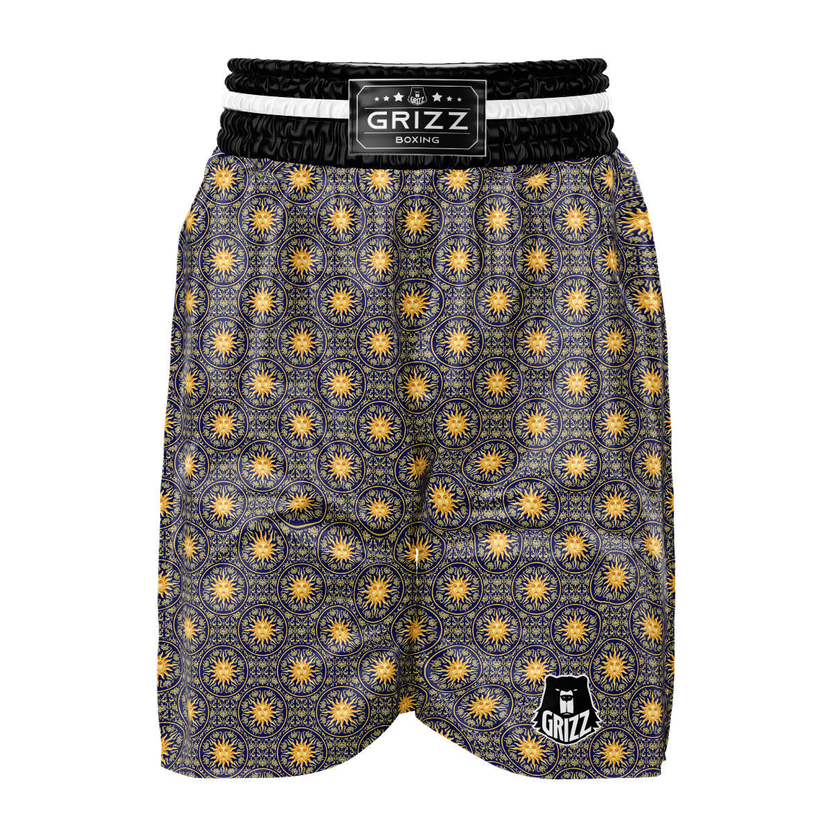 Celestial Gold And Blue Print Pattern Boxing Shorts-grizzshop