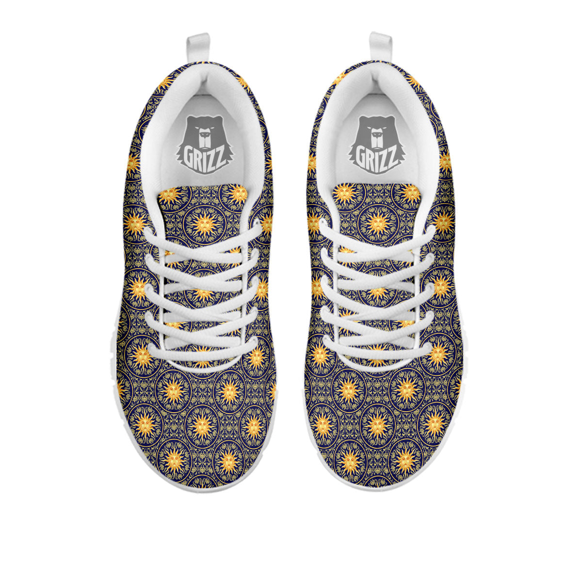 Celestial Gold And Blue Print Pattern White Sneaker-grizzshop