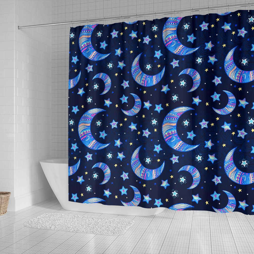 Celestial Pattern Print Bathroom Shower Curtain-grizzshop