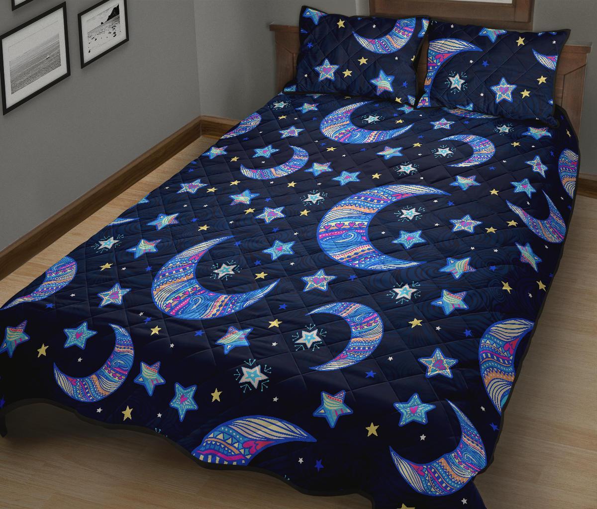 Celestial Pattern Print Bed Set Quilt-grizzshop