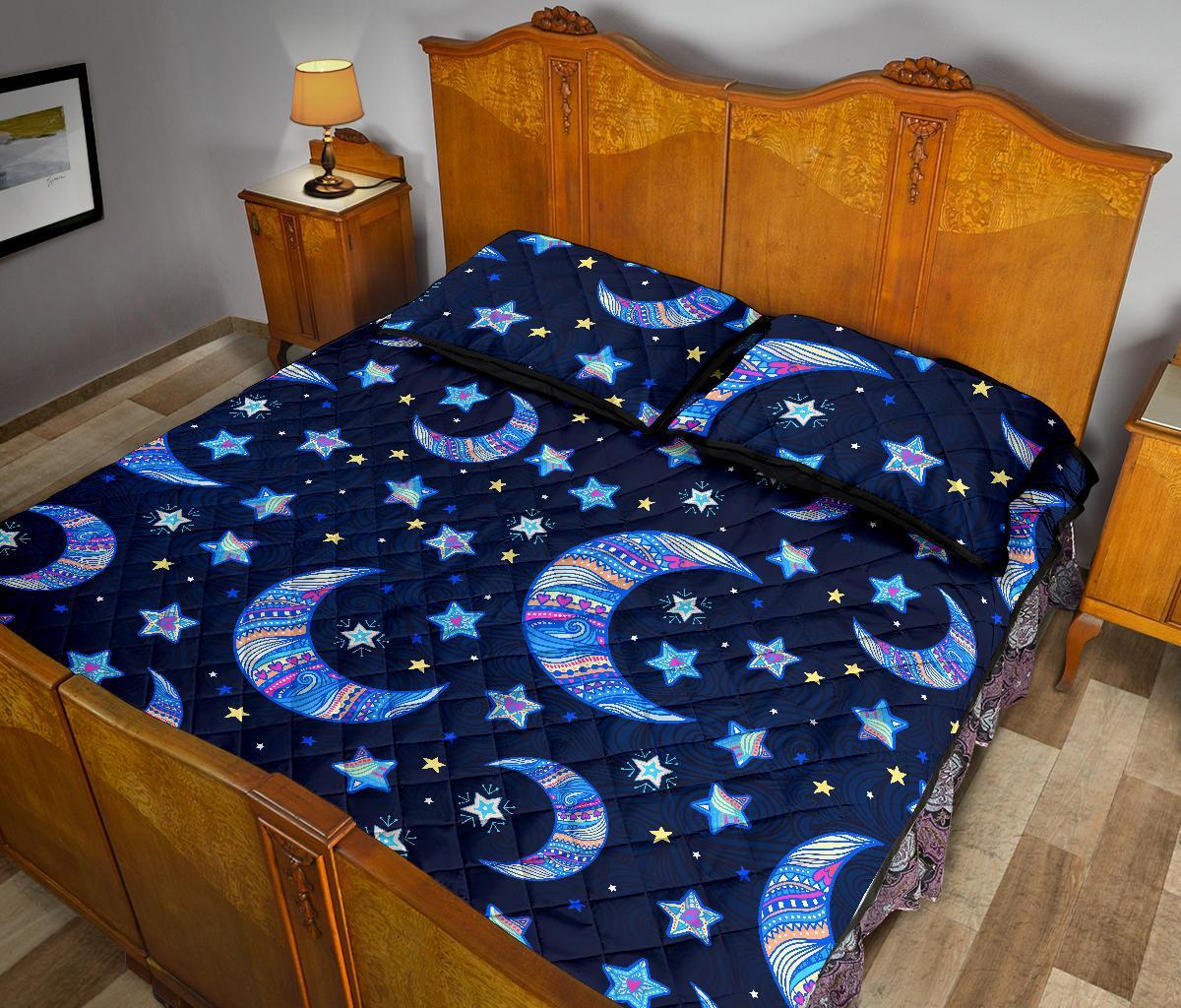 Celestial Pattern Print Bed Set Quilt-grizzshop