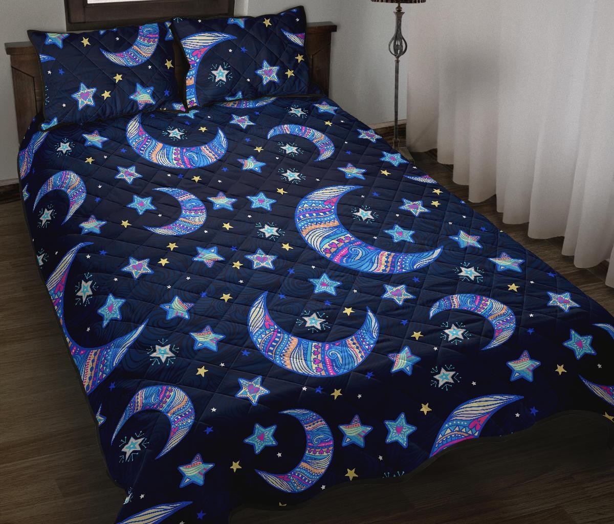 Celestial Pattern Print Bed Set Quilt-grizzshop