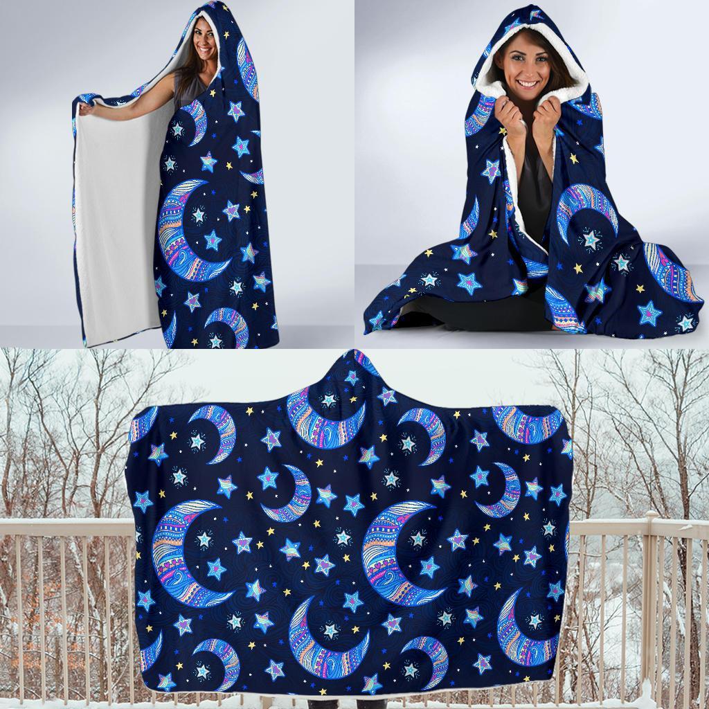 Celestial Pattern Print Hooded Blanket-grizzshop