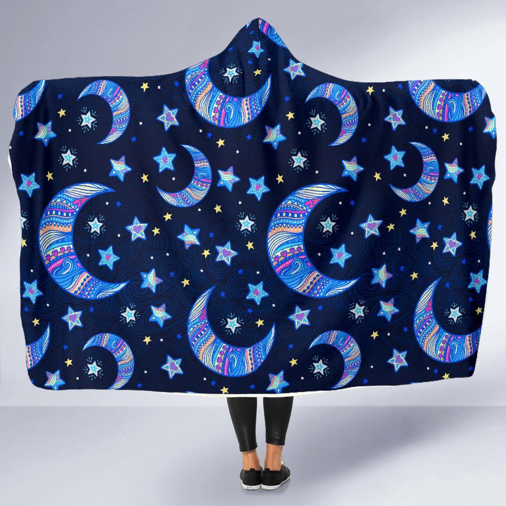 Celestial Pattern Print Hooded Blanket-grizzshop