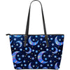 Celestial Pattern Print Leather Tote Bag-grizzshop