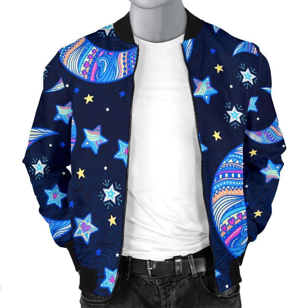 Celestial Pattern Print Men's Bomber Jacket-grizzshop