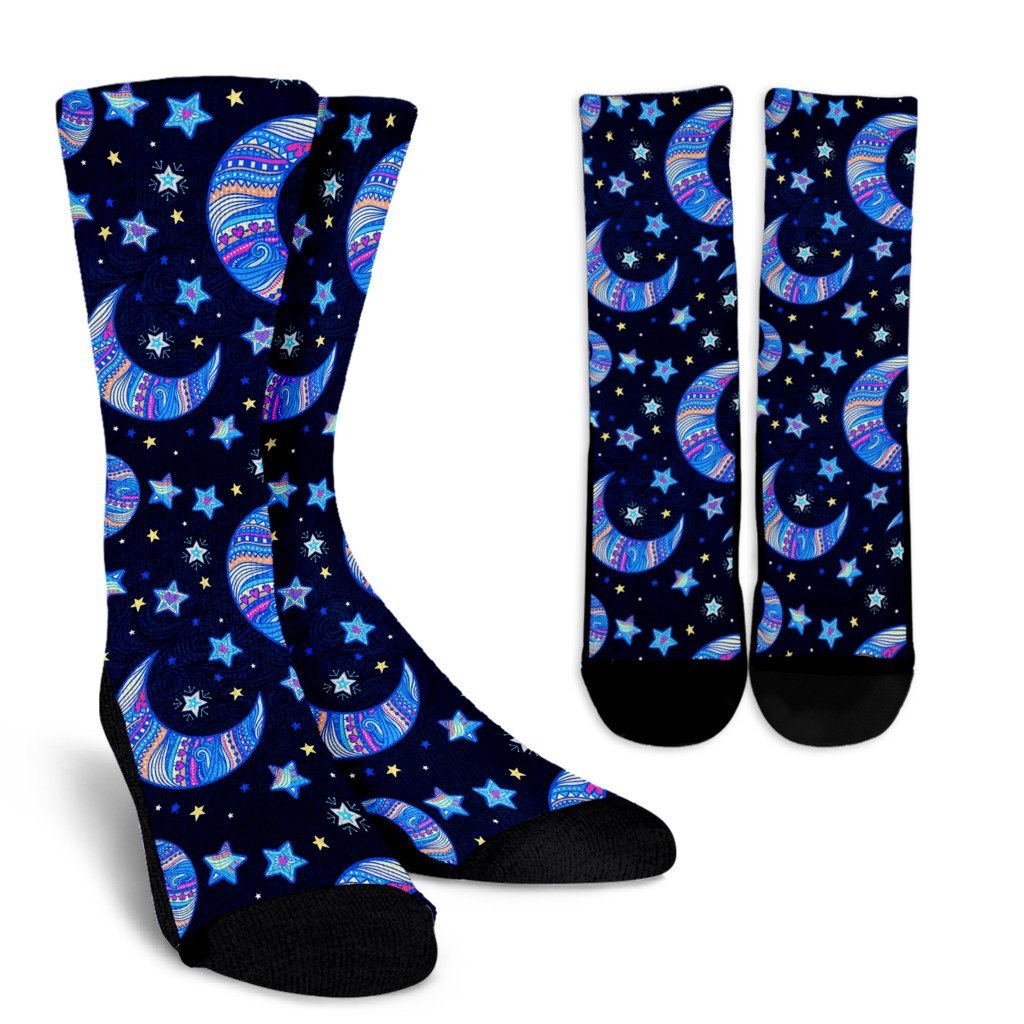 Celestial Pattern Print Unisex Crew Socks-grizzshop