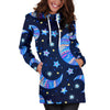 Celestial Pattern Print Women Hoodie Dress-grizzshop