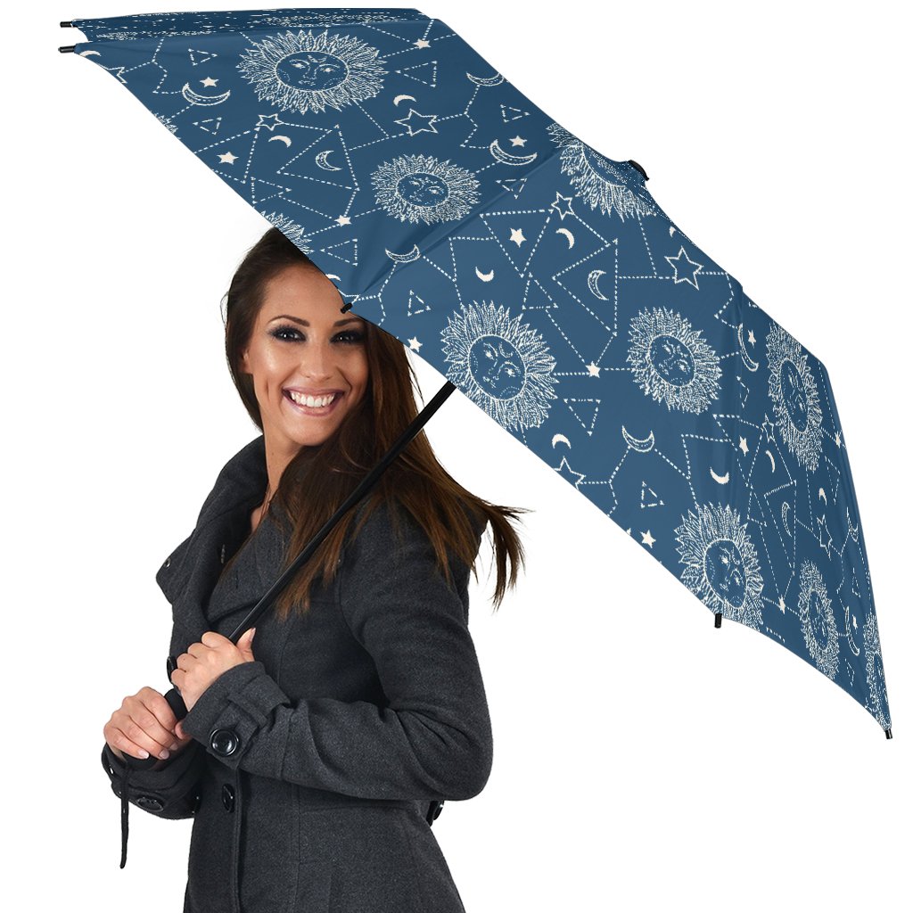 Celestial Print Pattern Automatic Foldable Umbrella-grizzshop