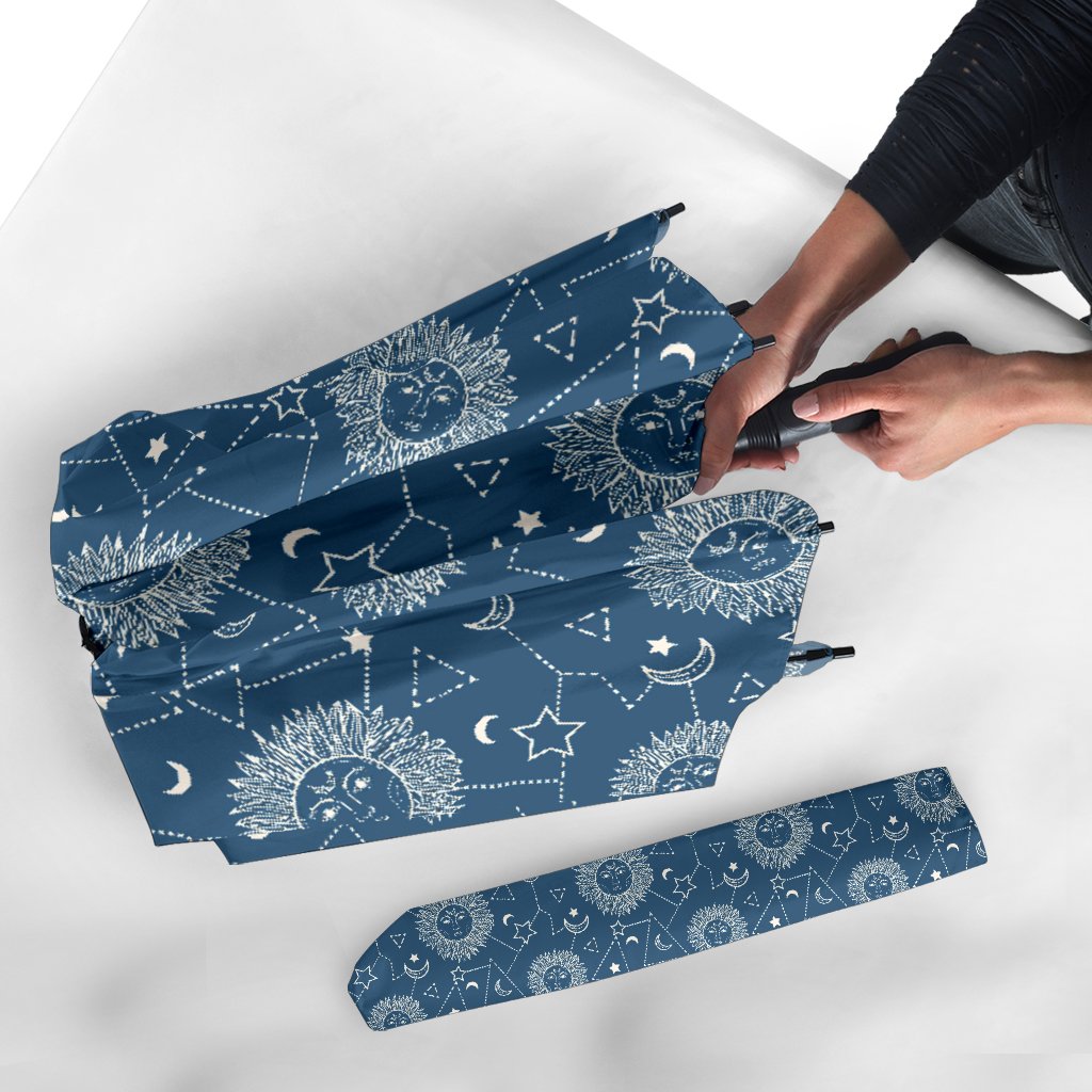 Celestial Print Pattern Automatic Foldable Umbrella-grizzshop