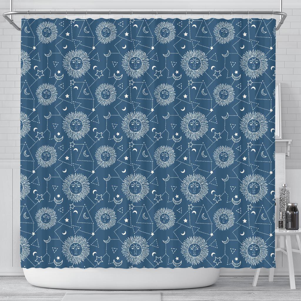 Celestial Print Pattern Bathroom Shower Curtain-grizzshop